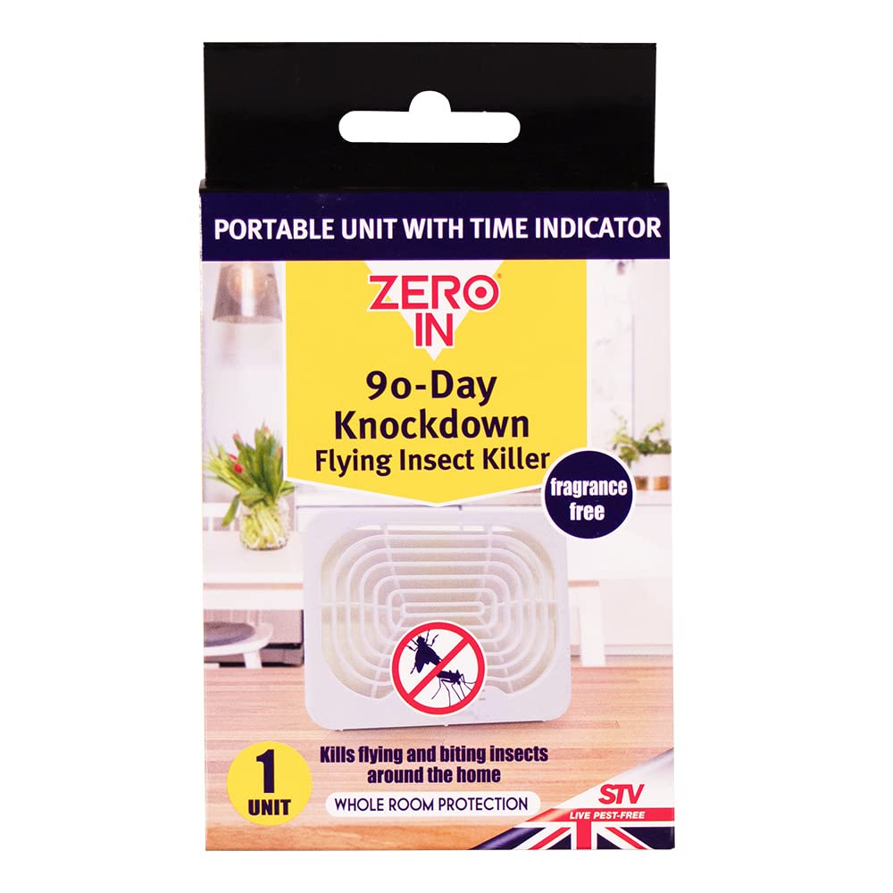 Zero In 90-Day Knockdown Flying Insect Killer Portable Bug Killer Cassette Controls Flies, Fungus Gnats, Fruit Flies, Mosquitos and Bugs - with Built in Date Reminder