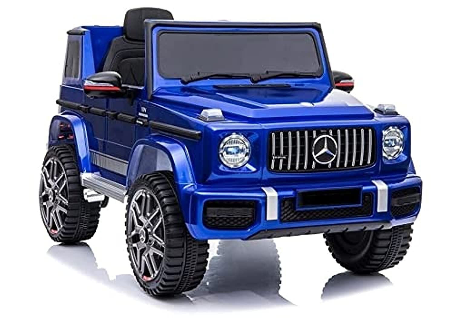 DERAK AMG EVA Leather G63 12V Ride On Car with Remote Control for Kids, Suspension System, Openable Doors, LED Lights, MP3 Player, New Version,– Blue Painting