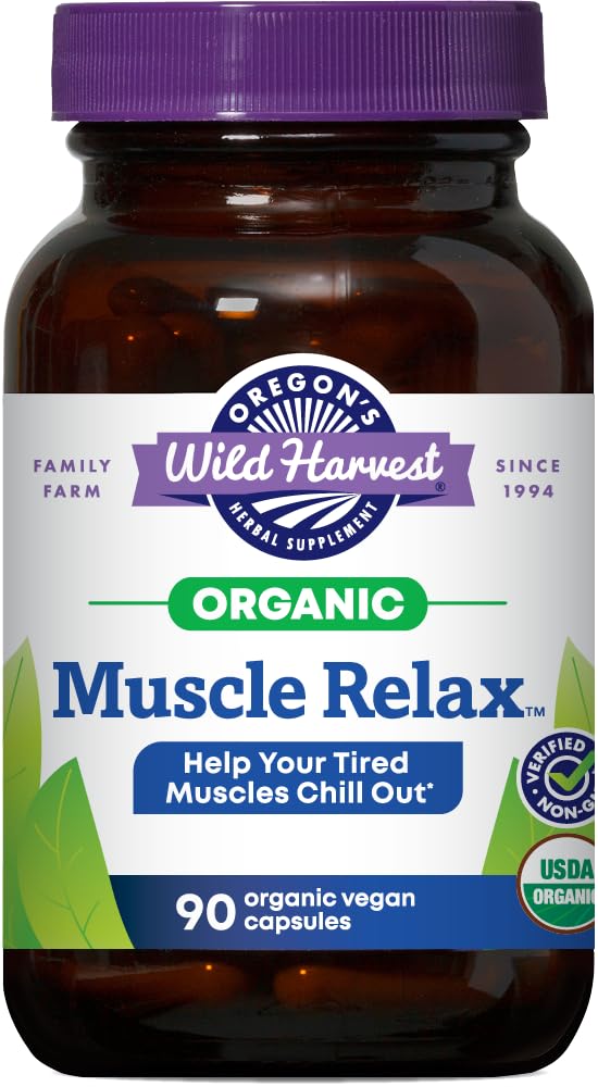 Oregon's Wild Harvest Muscle Relax Organic Herbal Supplement 90 Vegan Capsules