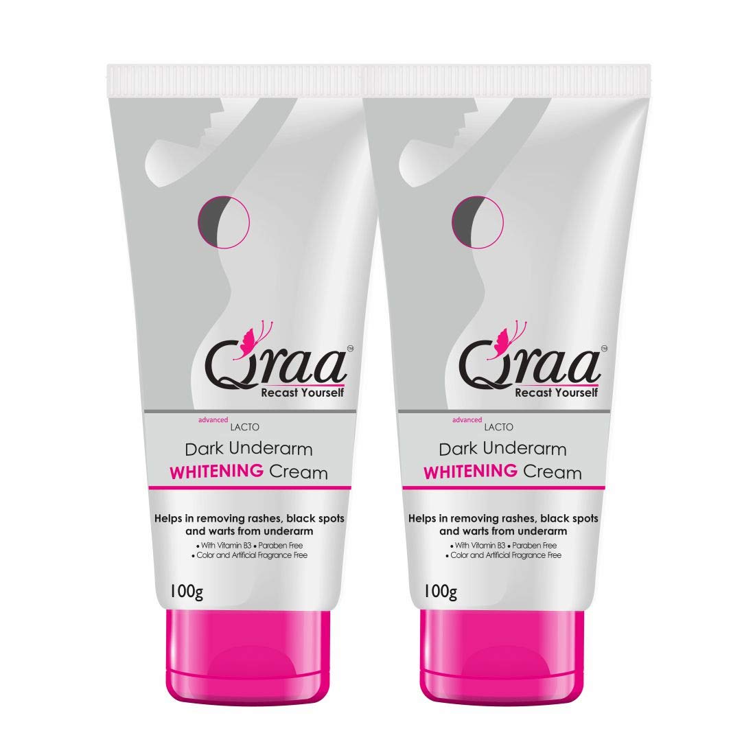 2 x Qraa Advanced Lacto Dark Underarm Whitening Cream - 100g