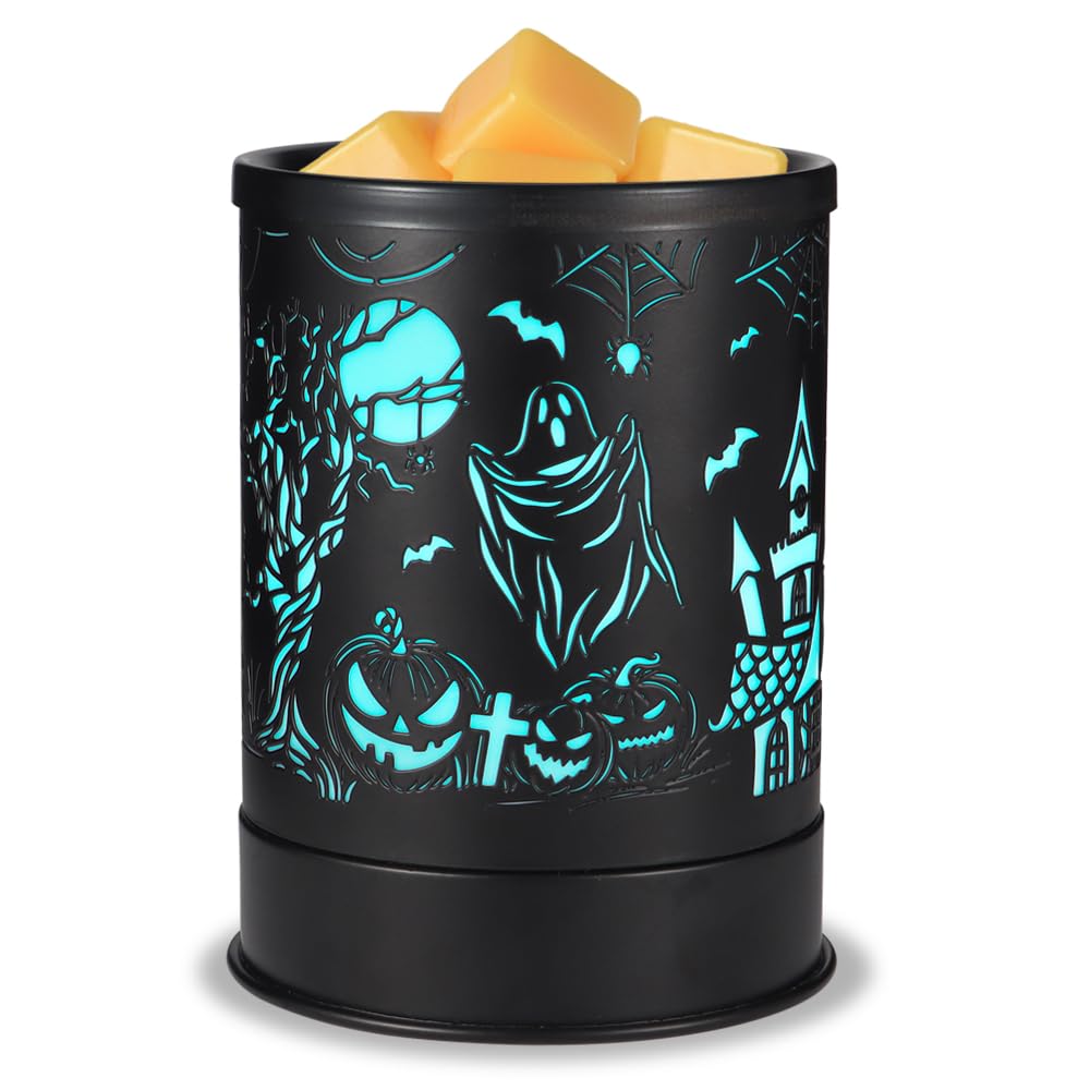 nawaza Halloween Wax Melt Warmer,Metal Electric Wax Melter for Scented Wax Fragrance - Candle Wax Melt Warmer with Stylish Metal Design -Perfect for Home Decorating (Evil Pumpkin Lantern)…