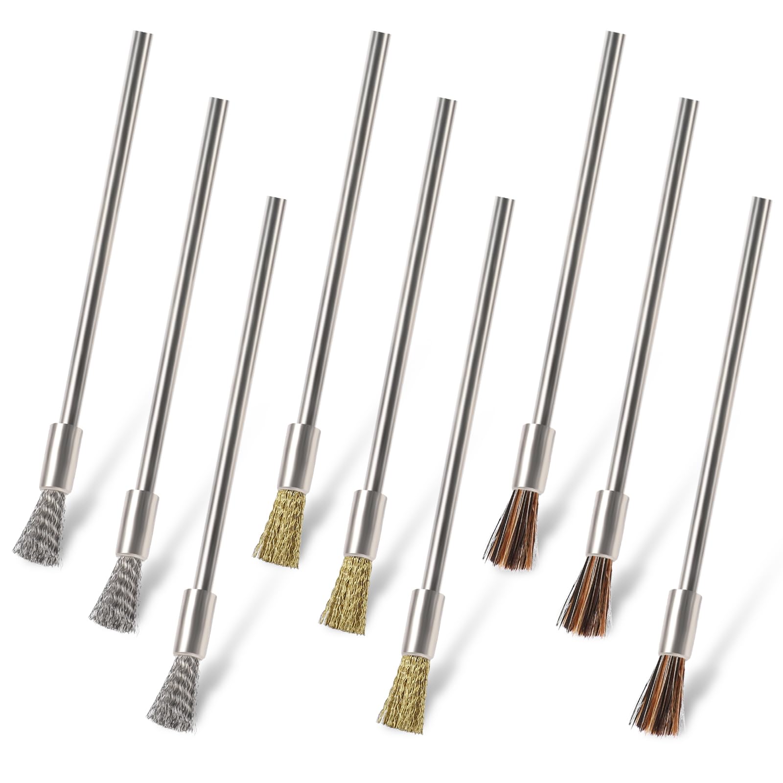 9PCS Wire Brushes for Cleaning Rust Small Brush Parts Cleaning Brush Steel Cleaning End Brushes Brass Stainless Steel Brush Sanding Bristles Pen Style for Removing Corrosion Rust Electrical Circuit