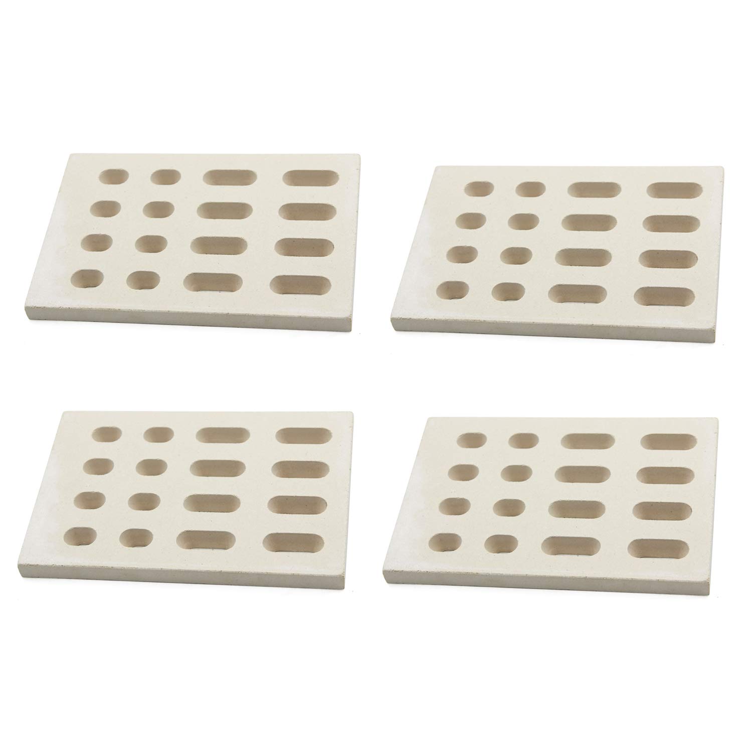 Hongso7 1/16" CRB65504 (4-Pk) Universal Replacement Heat Plate Flame Tamer, Ceramic Brick Flame Tamer, Ceramic Radiant Replacement for BARBEQUES Galore Grand Turbo