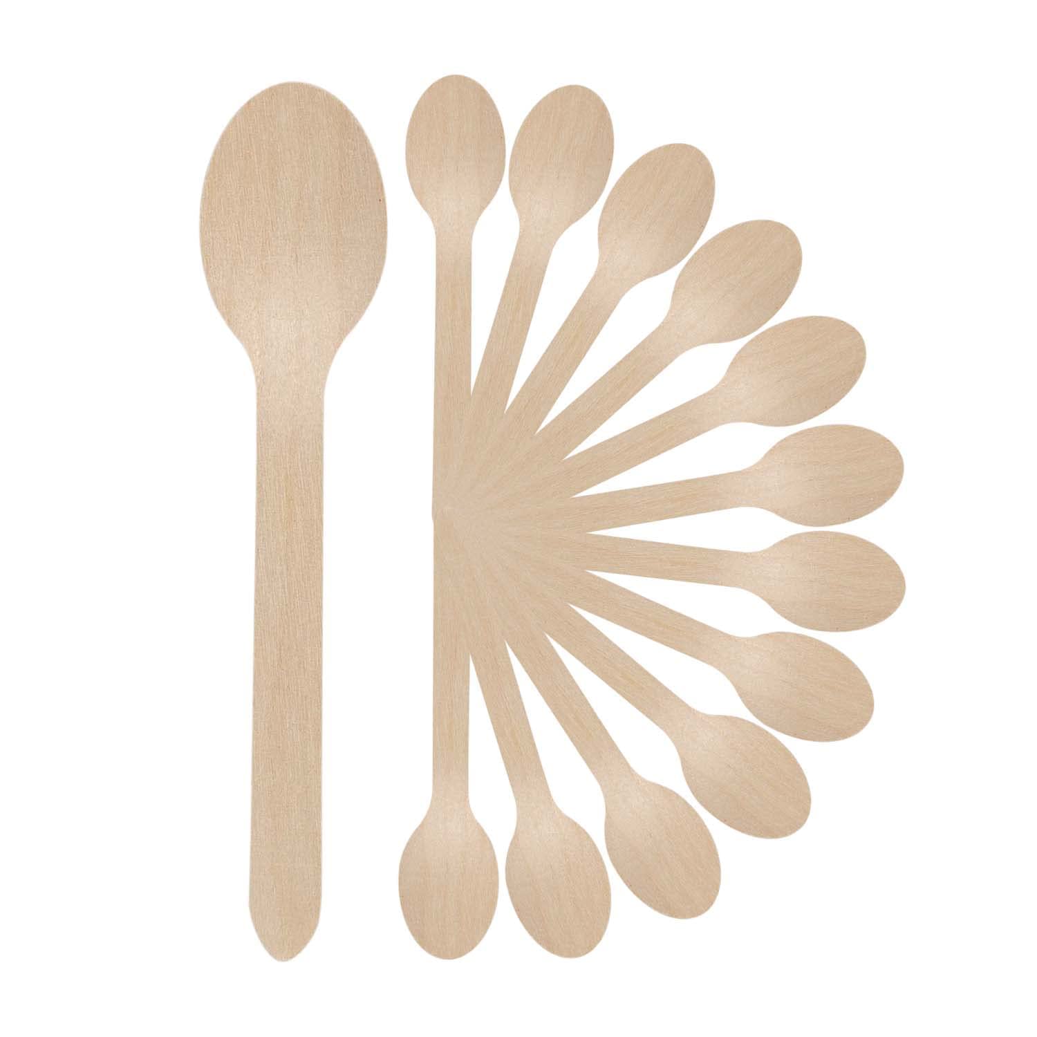 NAILAY Disposable Wooden Spoons, 140 mm, 100 Pieces/ (Pack of 1)