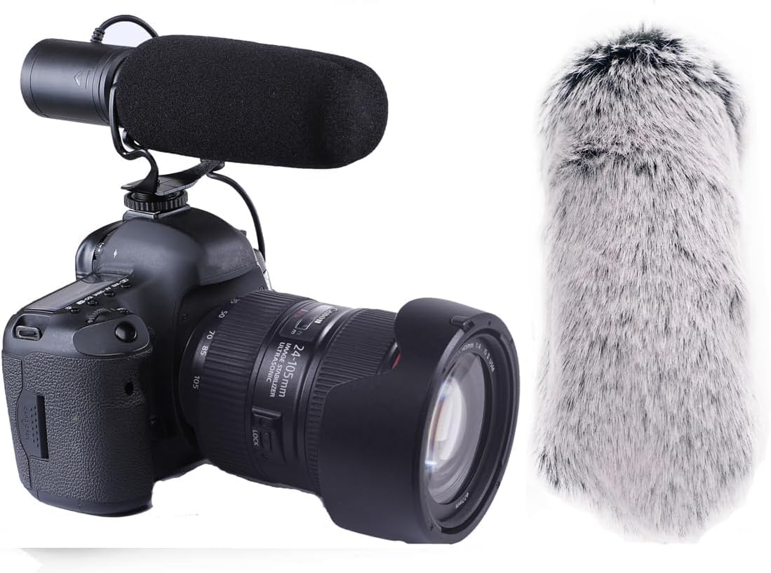 Nicama3.5mm Cardioid Condenser Interview Microphone with Windscreen Muff for DSLR Camera Nikon Canon Sony Mirrorless Camera DV Camcorder