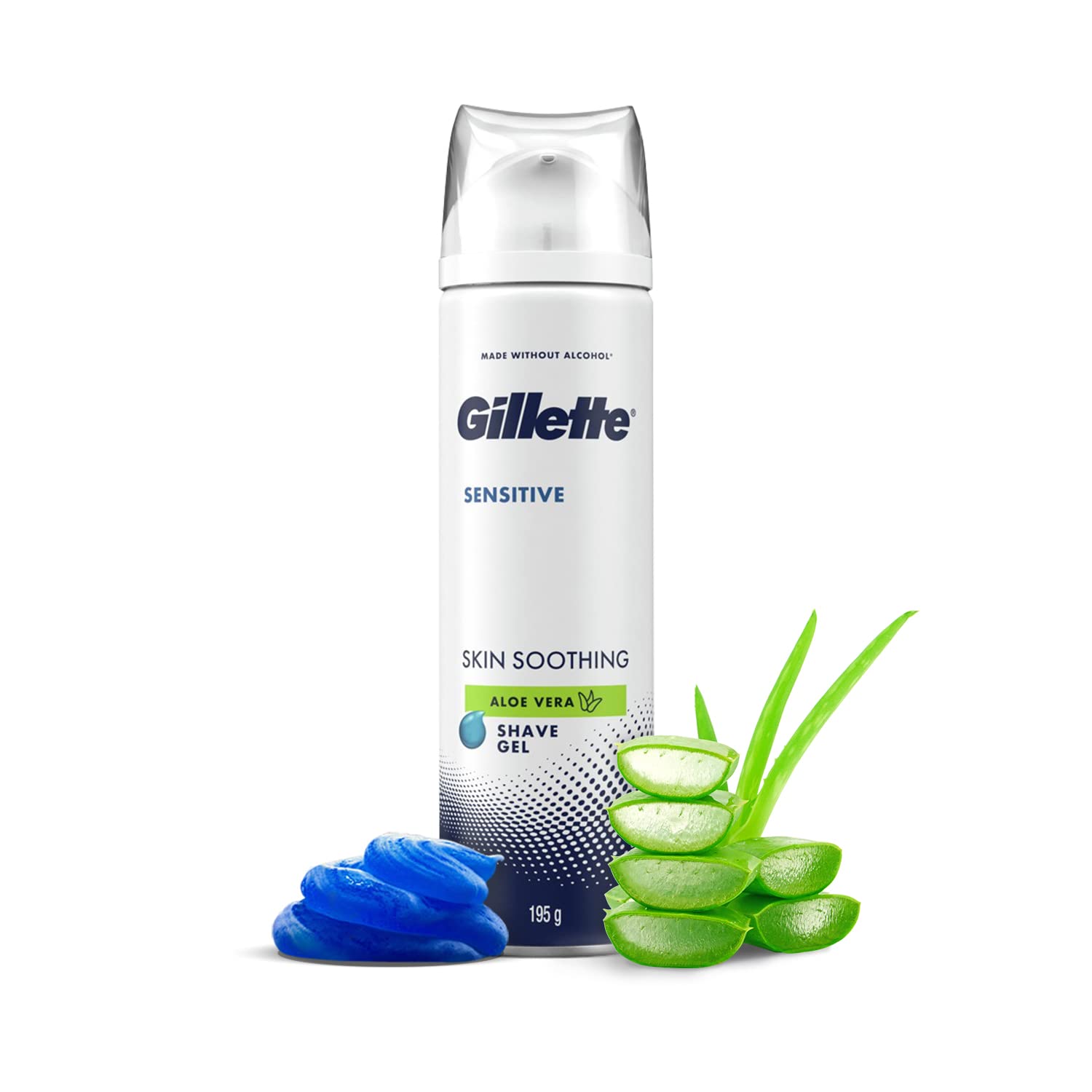 Gillette SENSITIVE SHAVING GEL SOOTHING WITH ALOE VERA| 195ml, White