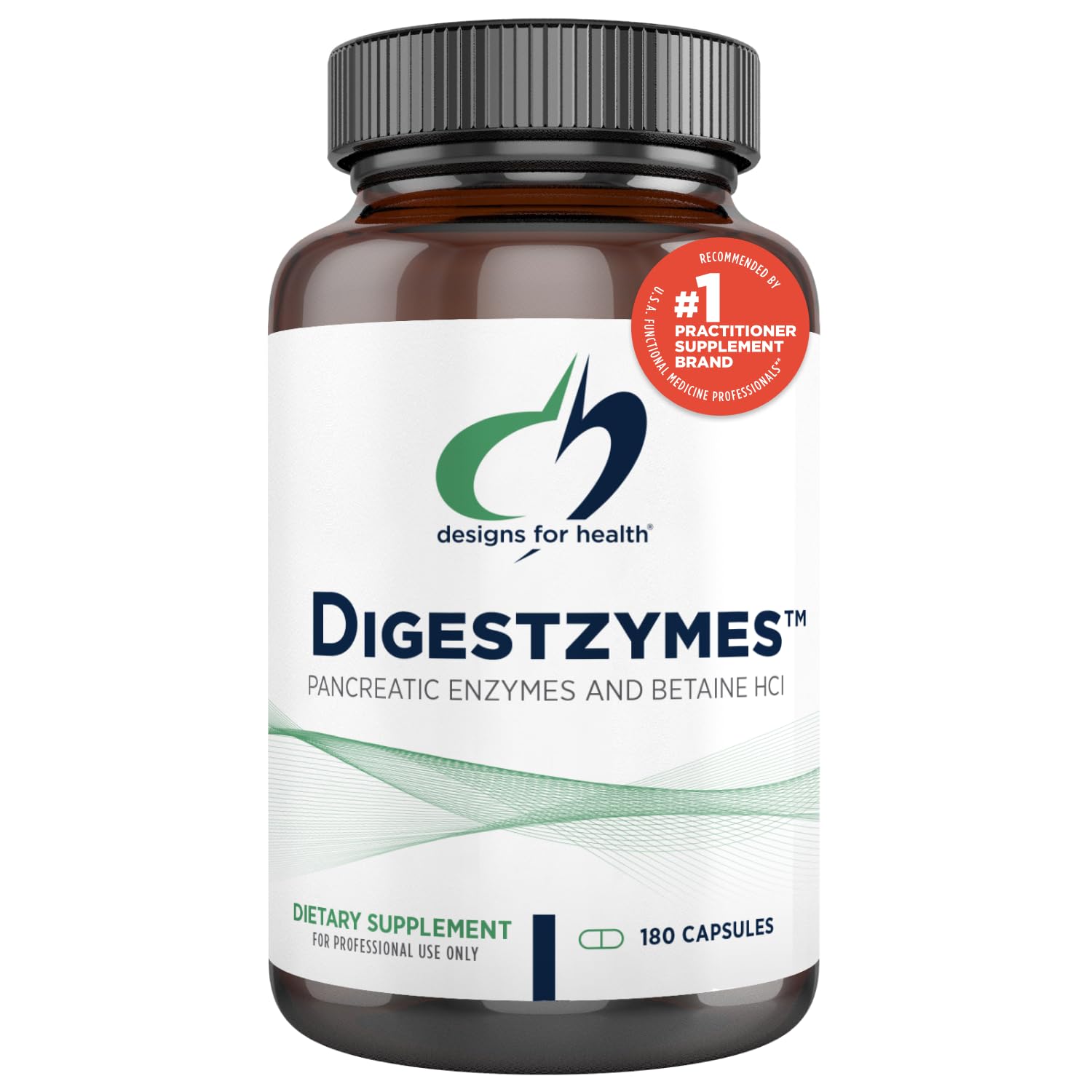 Designs for Health Digestzymes - Digestive Enzymes + Betaine Hydrochloride for Gas & Bloating Relief - Pepsin, Ox Bile, Lactase Enzyme & Lipase Enzymes for Digestion (180 Capsules)