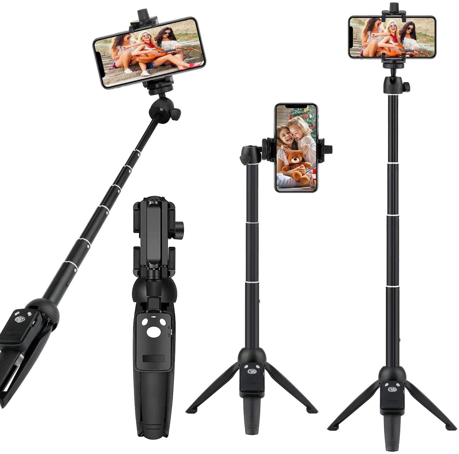 Eocean 102cm Selfie Tripod for Mobile, Mini iPhone Tripod Phone Tripod Stand for Travel, Small Mobile Stand for Video Recording, Selfie Stick with Remote