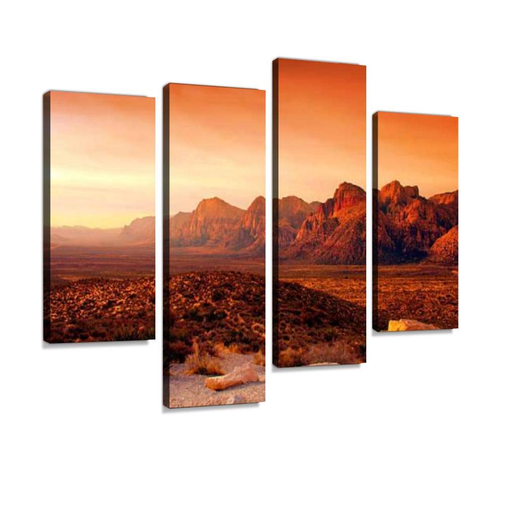 Red Rock Canyon, Nevada Canvas Wall Art Hanging Paintings Modern Artwork Abstract Picture Prints Home Decoration Gift Unique Designed Framed 4 Panel