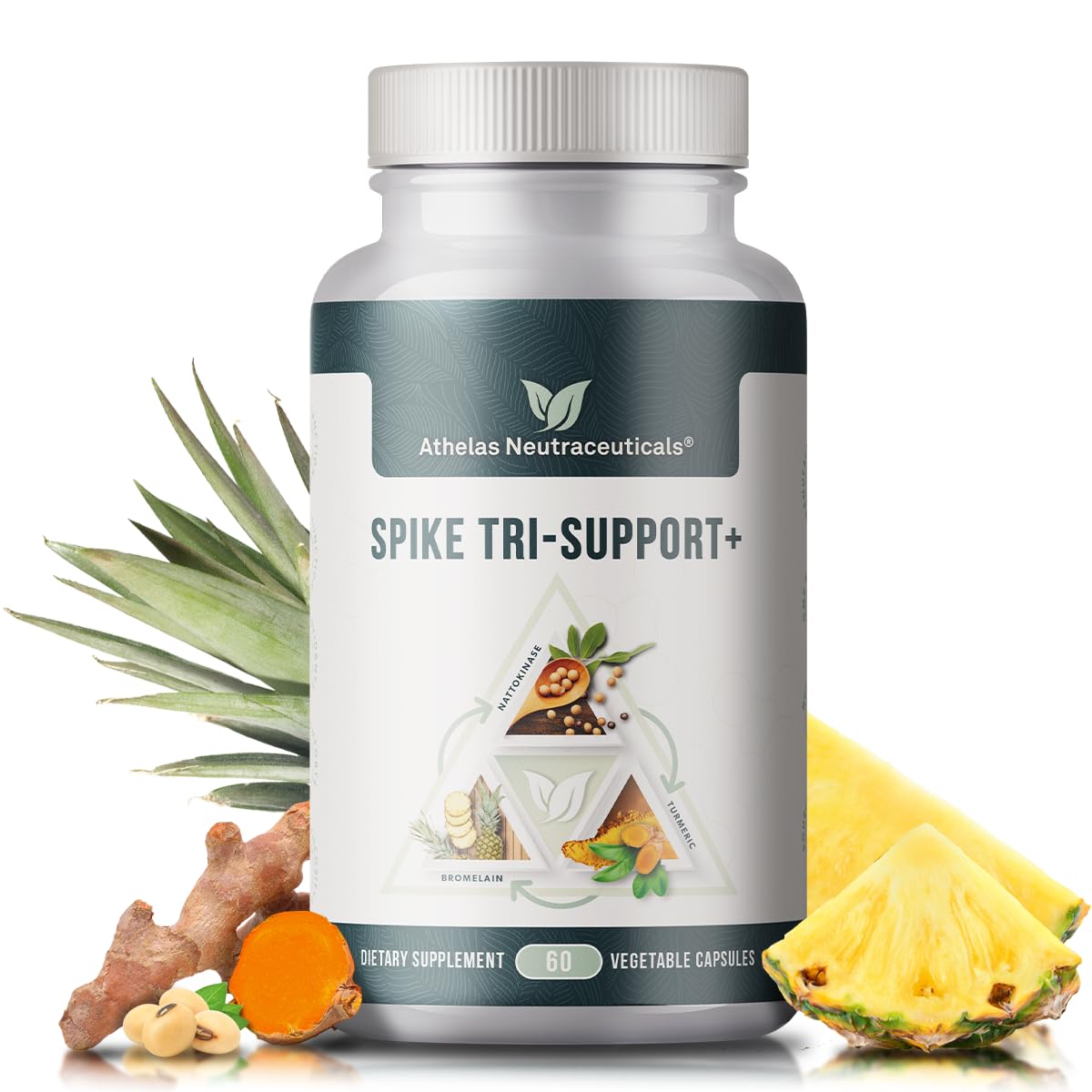 Spike Tri-Support+ with Nattokinase, Bromelain, and Turmeric - includes Dandelion Extract, Black Seed Extract, Green Tea Leaf, Selenium for A Full Spectrum Spike Support Supplement