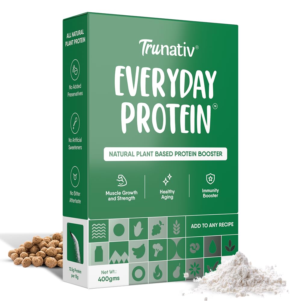 TruNativ Everyday Plant Protein| 13.5g Protein| Soy, Pea & Brown Rice Protein| Keto Friendly| For Men & Women| Cookable Protein| Cook, Bake, Blend| Add to your Daily Meals| All Natural| 400gm