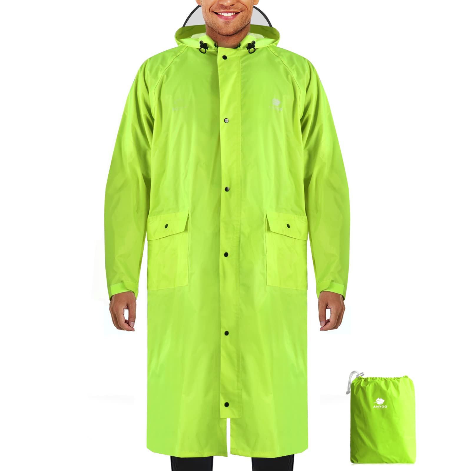 Anyoo Anyoo Unisex Rain Coat Hiking Raincoat Waterproof Packable Long for Men Women