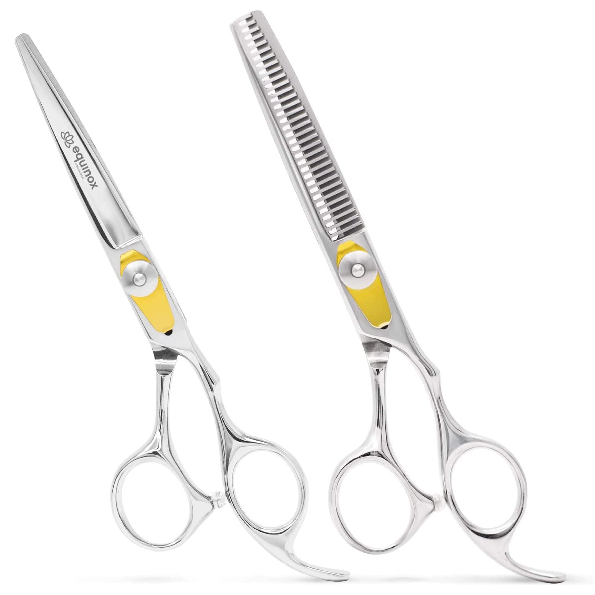 Equinox Professional Razor Edge Series - Barber Hair Cutting and Thinning/Texturizing Scissors/Shears Set - 6.5 Inches