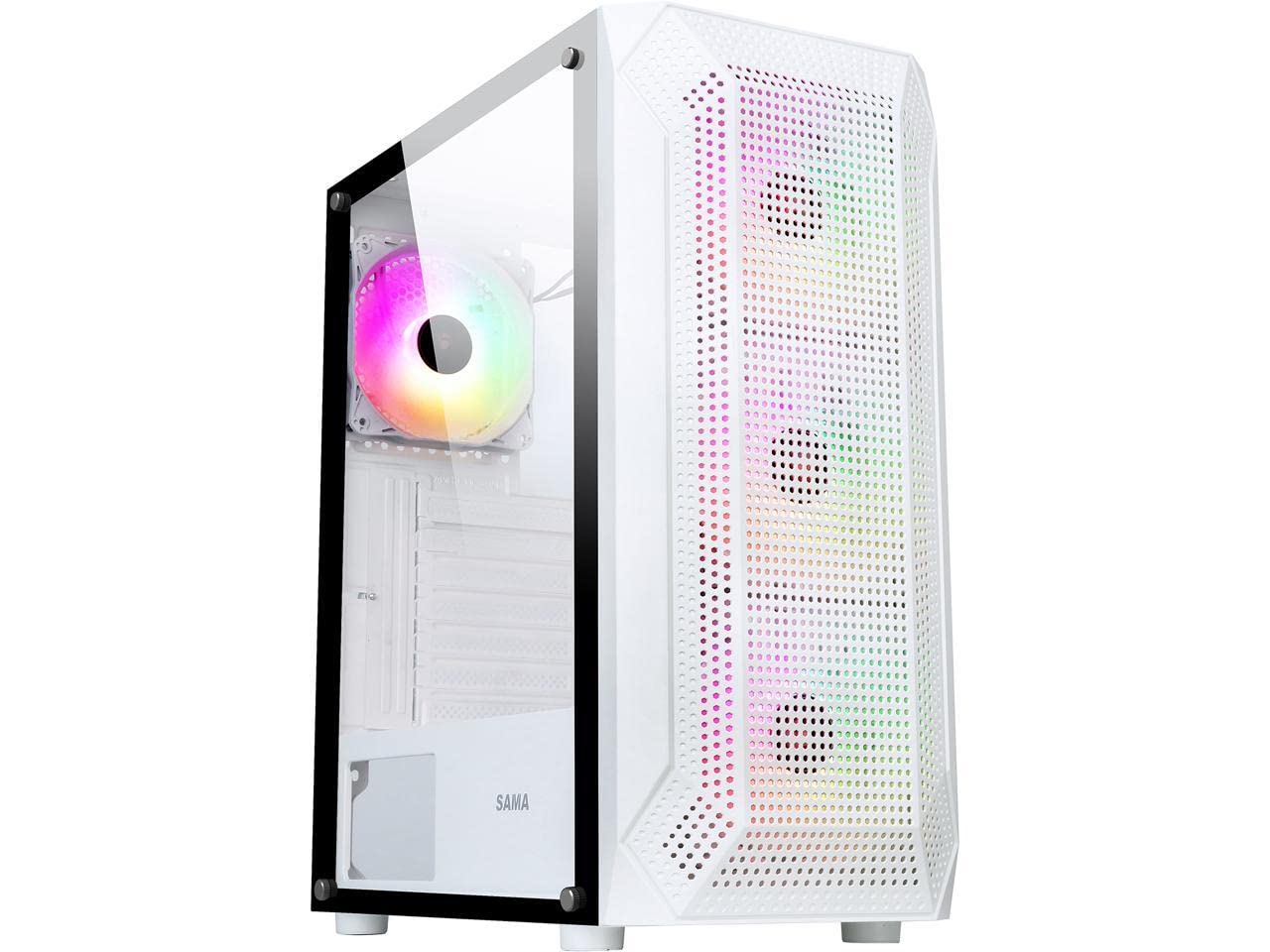 SAMA SAMA-Z4 White Steel / Tempered Glass ATX Mid Tower Computer Case