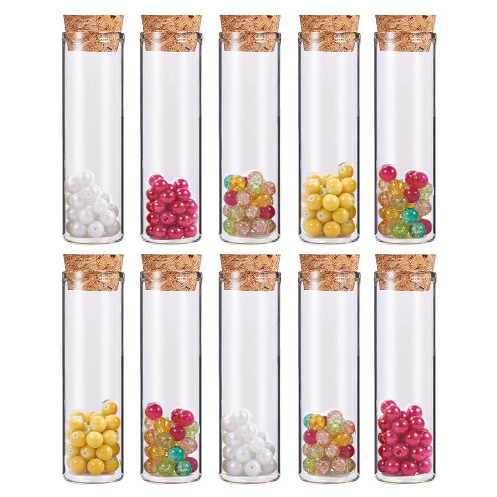 ELECDONStraight Mouth Glass Bottle, 10 Sets 50 ML Glass Transparent Decoration Bottles with Cork Stoppers Tiny Vials for Wish Bottles Wedding Favors Art Crafts DIY (3.93 Inch x 1.16 Inch)