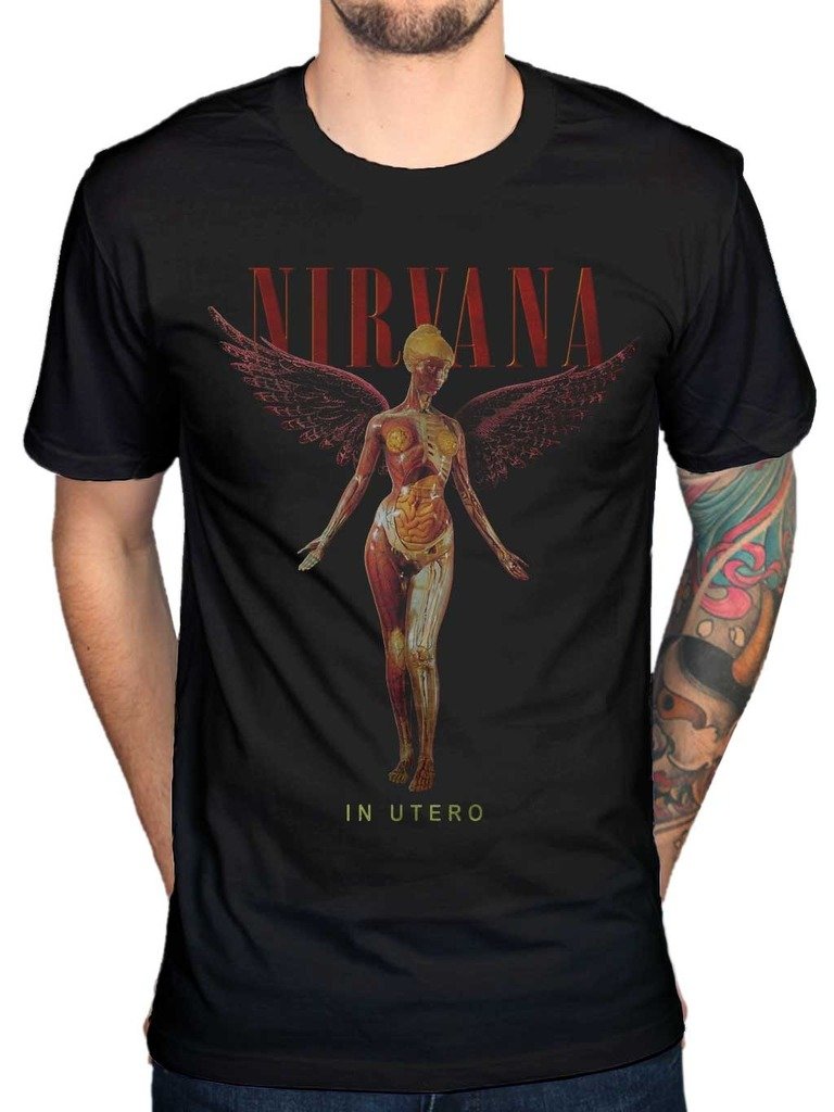 AWDIPOfficial Nirvana in Utero T-Shirt Rock Band Alternative Kurt Cobain Black