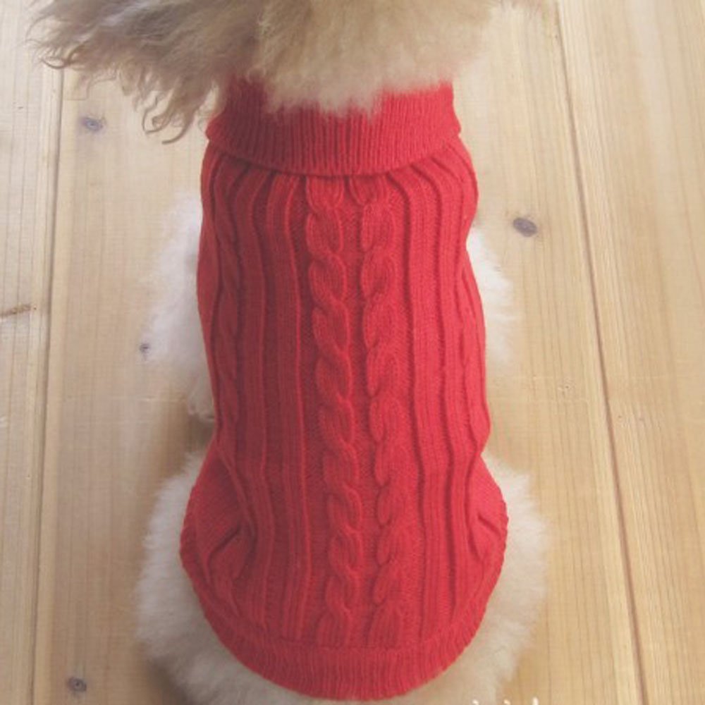 TangpanTurtleneck Classic Straw-Rope Pro Pet Dog Sweater Apparel (Red,S)