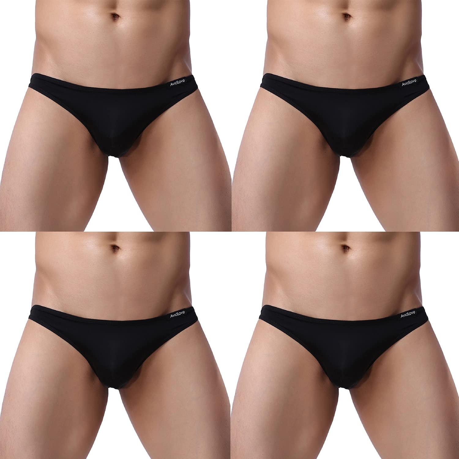 Avidlove Underwear Men's 4 Pack Classic Low Rise Stretchy Hip Briefs Bikini