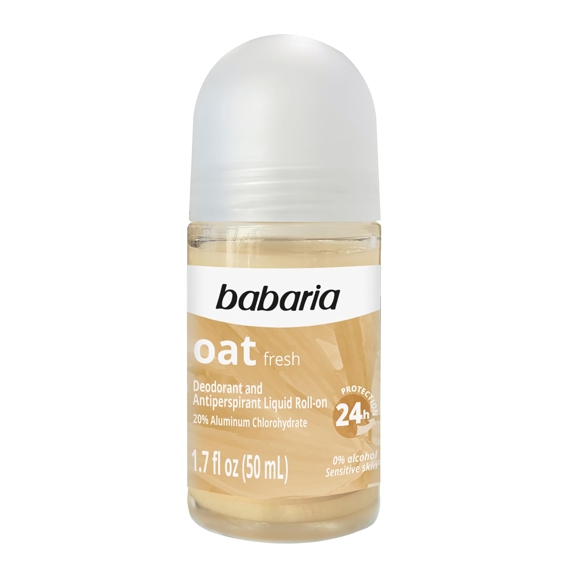 Babaria Roll-On Deodorant, Oat - Antiperspirant for Women and Men - 24-Hour Protection for Sensitive Skin - Soothing Anti Sweat Deodorant - 1.7 oz