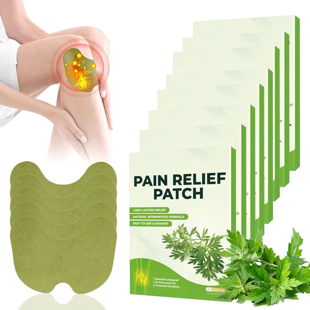 Gobesty80 Pcs Knee Pain Relief Patches, Knee Pain Relief Patches UK, Wormwood Knee Pain Relief Patch for Knee, Back, Neck, Shoulder Inflammation and Sore Muscles