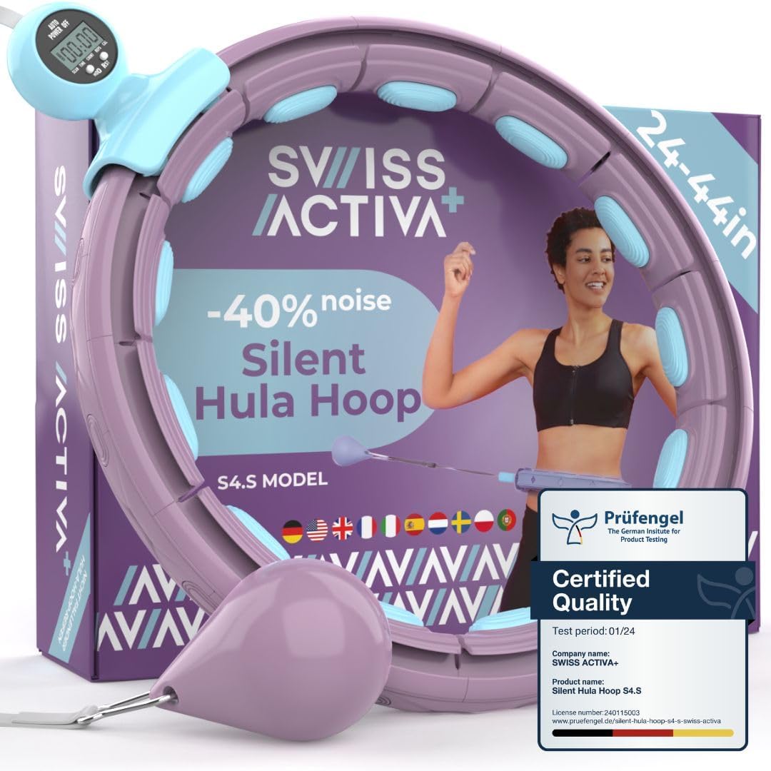 Swiss Activa+ Infinity Hoop Smart Weighted Hula Hoop with Counter - Smart Hula Hoop Fit - Exercise Hoola Hoop Exercise Equipment - Adult Hula Hoops for Exercise - Hula Hoops for Women Weight Loss