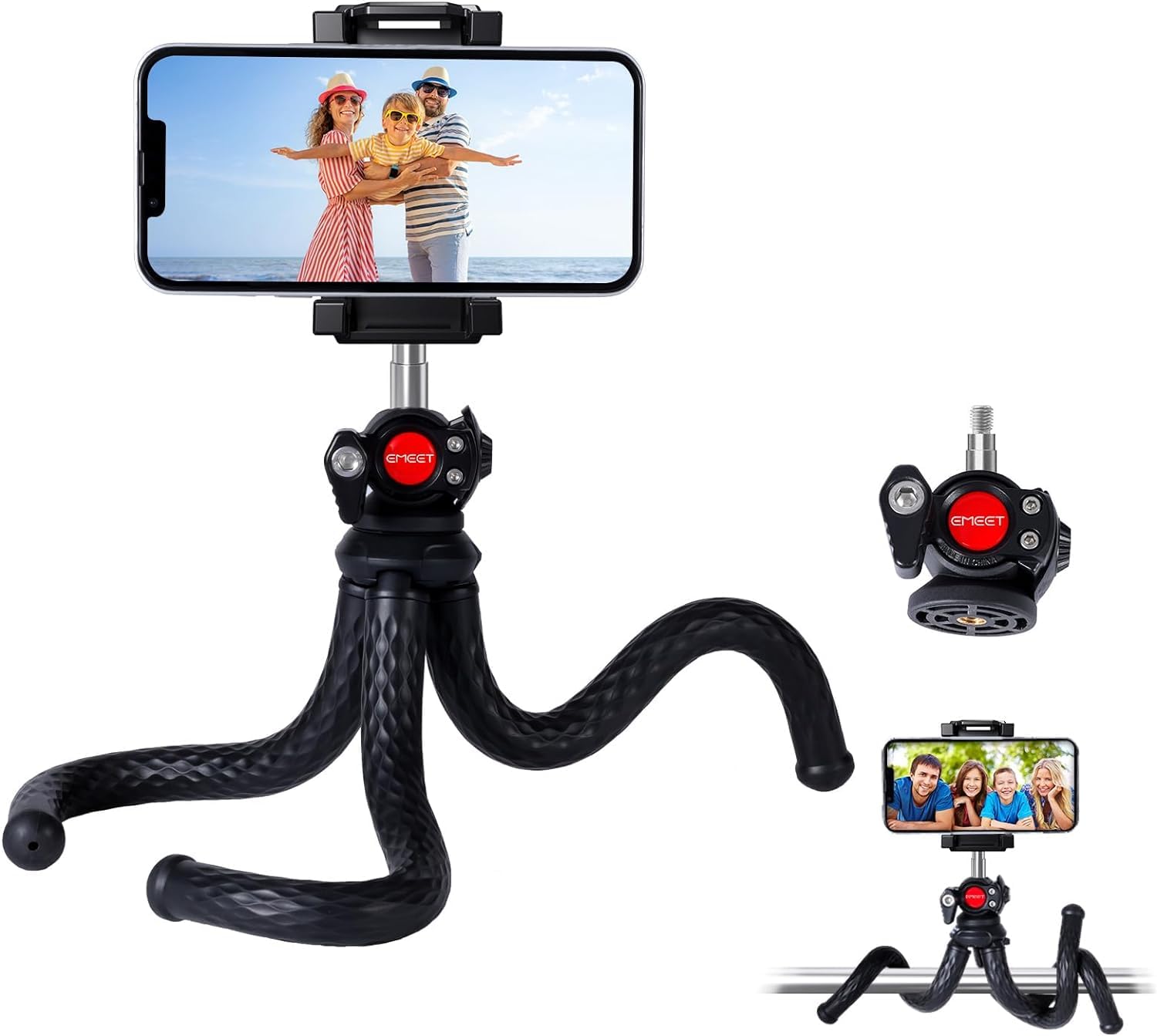 EMEETCamera Tripod, Mini Flexible Tripod with Phone Holder and 1/4” Screw, 360° Ball Head, Phone Vlog Tripod with 4.4lbs Load Capacity, Compact Mini Tripod for Phone/Camera/Webcam