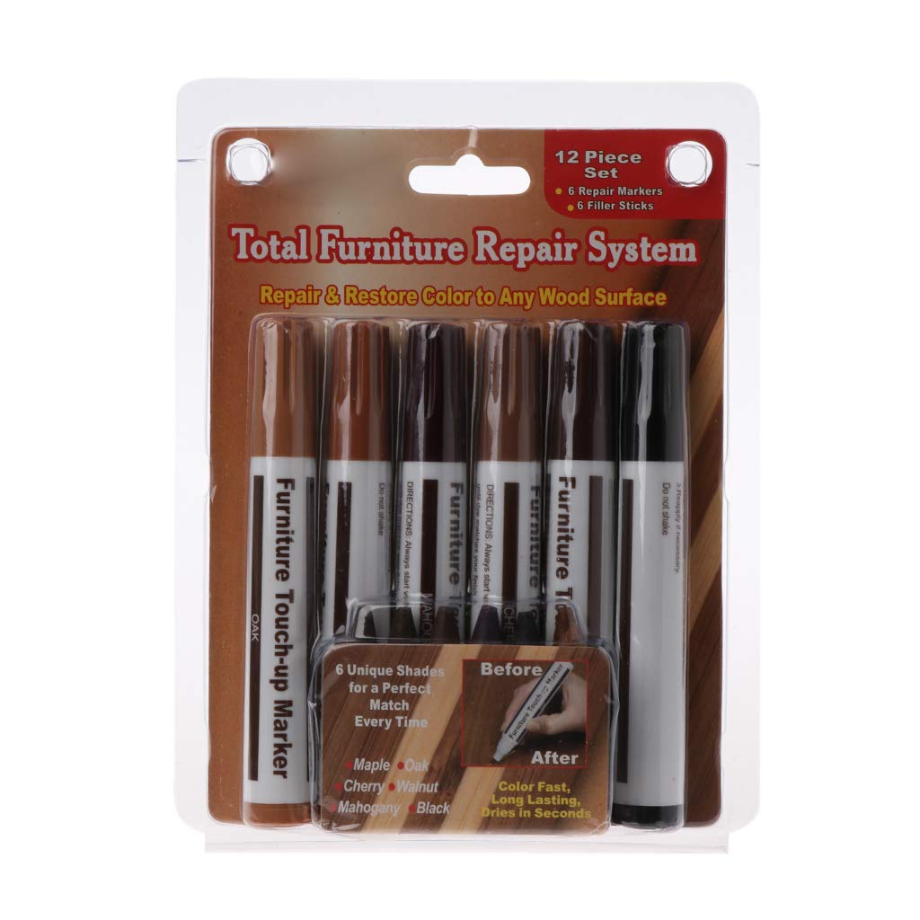 JUCOO Wood Repair System Kit Filler Sticks Touch Up Marker Floor Furniture Scratch Fix