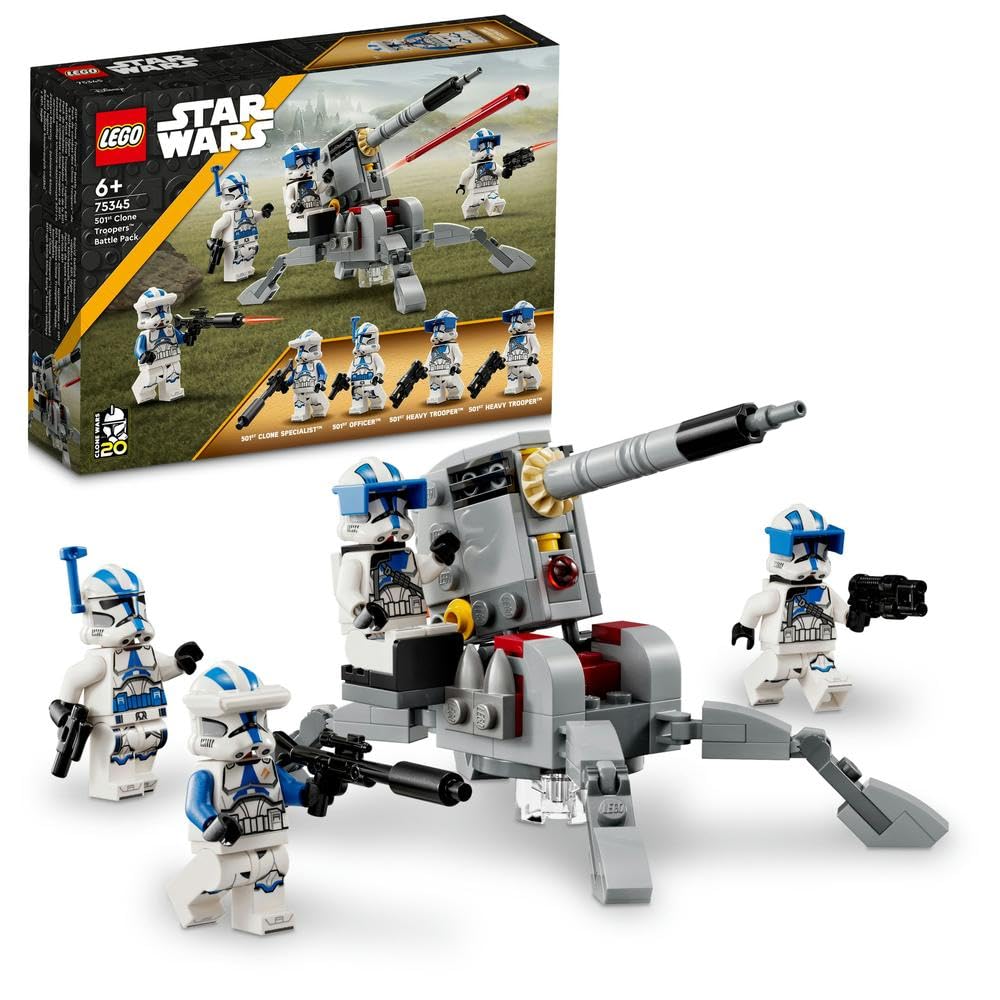 LEGO 75345 Star Wars 501st Clone Troopers Battle Pack Set, Buildable Toy with AV-7 Anti Vehicle Cannon and Spring Loaded Shooter plus 4 Characters