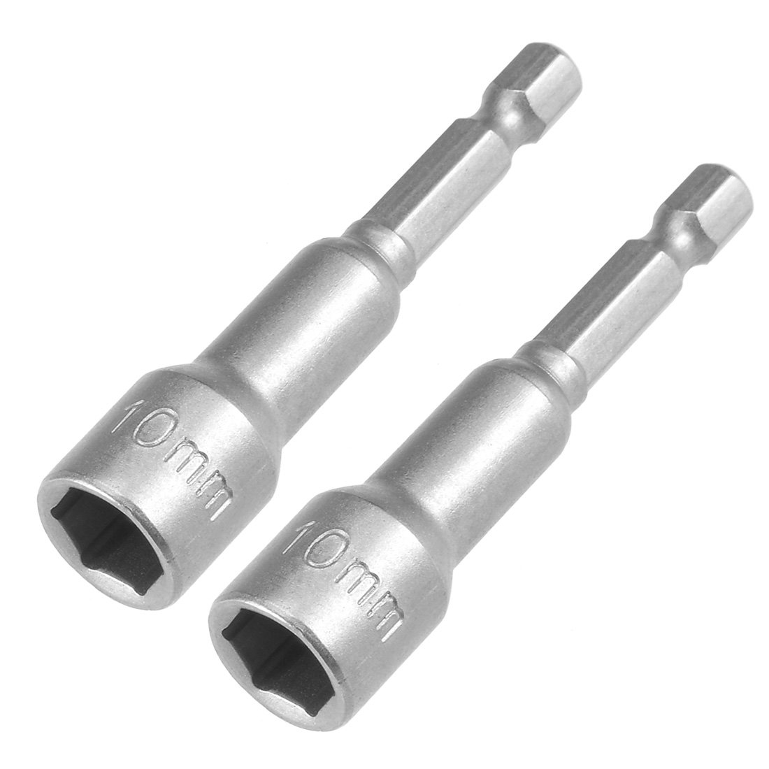 uxcell 2 Pcs 1/4" Quick-Change Hex Shank 10mm Magnetic Nut Setter Driver Drill Bit, 65mm Length, Metric