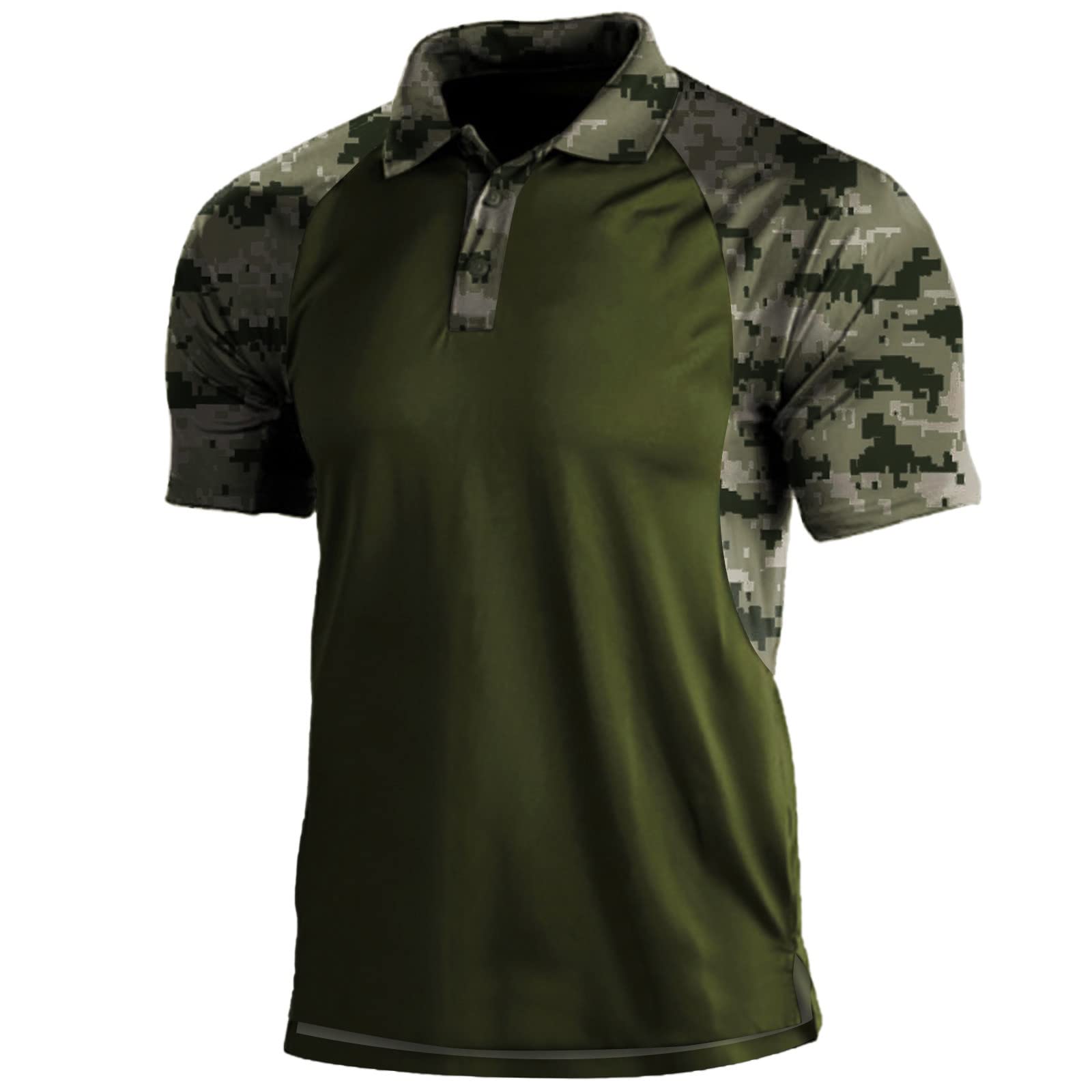 Mens Camouflage Outdoor Polo Shirt Short Sleeves Military Tactical Golf T-Shirts Athletic Moisture Wicking Casual Tees