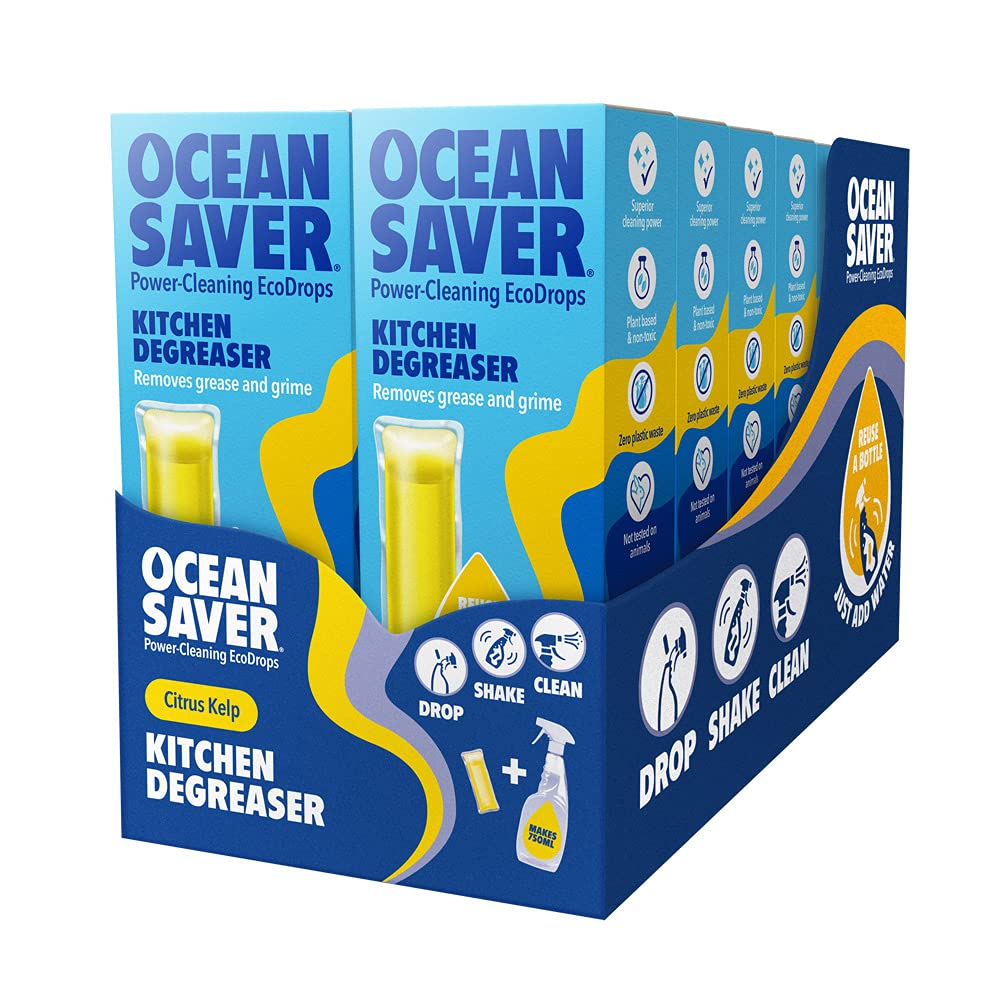 OceanSaver Kitchen Cleaning EcoDrop | Kitchen Degreaser | Citrus Kelp | Eco Friendly Cleaning Product (12 Pack)