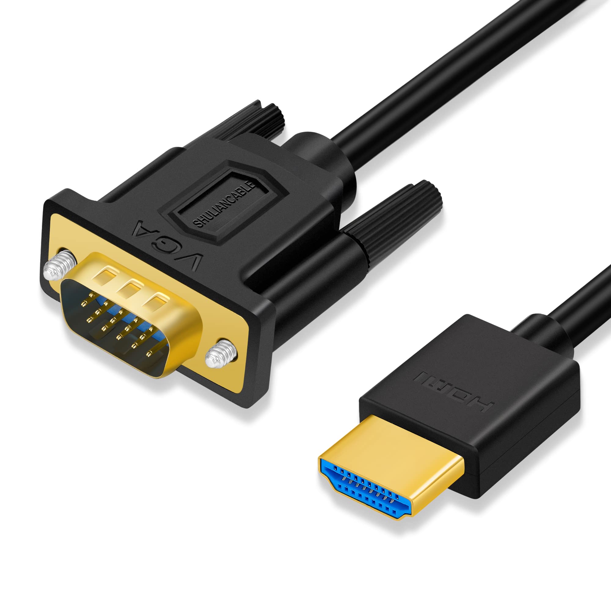 SHULIANCABLE HDMI to VGA Cable, Gold-Plated HDMI to VGA Cable (Male to Male) 1080P Compatible for Raspberry Pi, Roku, Computer, Laptop, Projector, HDTV (3 Feet)