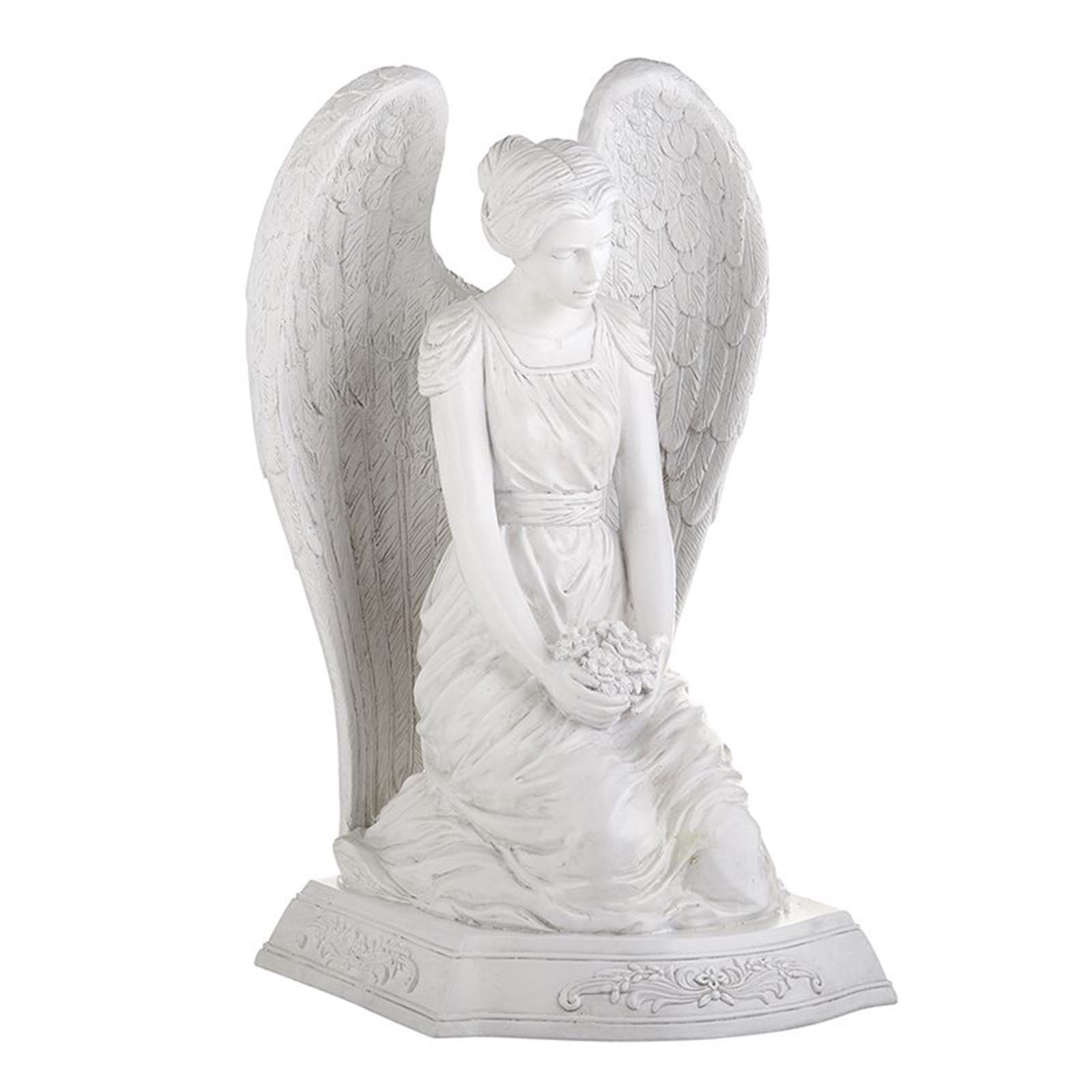 Michael Adams Kneeling Angel Memorial Garden Statue, 20 Inch