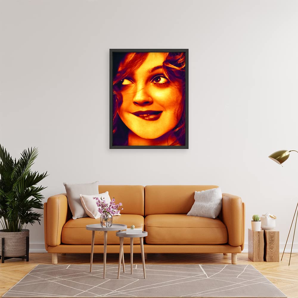 XtremeSkins Designs Print Black Floater Framed Canvas Wall Art Decoration Poster (22x34 Inch) - Drew Barrymore