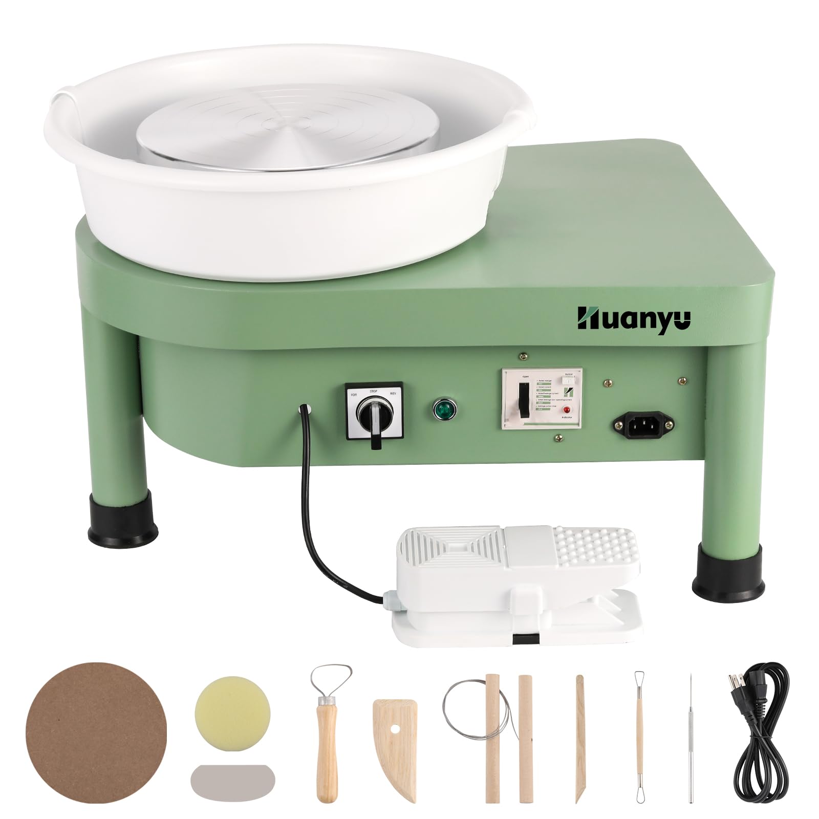 Huanyu Pottery Wheel Ceramic Machine 10" with Foot Pedal, Electric Pottery Machine with Detachable Basin for Pottery Studio/Home Pottery DIY/Pottery Training School Christmas