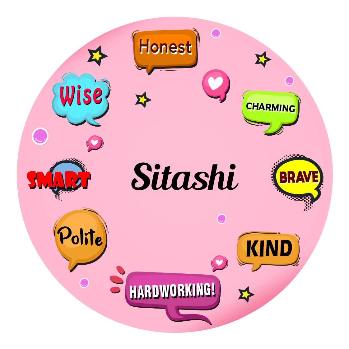 ARTBUG Sitashi Name Customizable Stylish Fridge Sticker Magnet - Personality Trait Quotes - Happy Birthday Gift for Friend, Son, Daughter, Kids, Husband, Wife