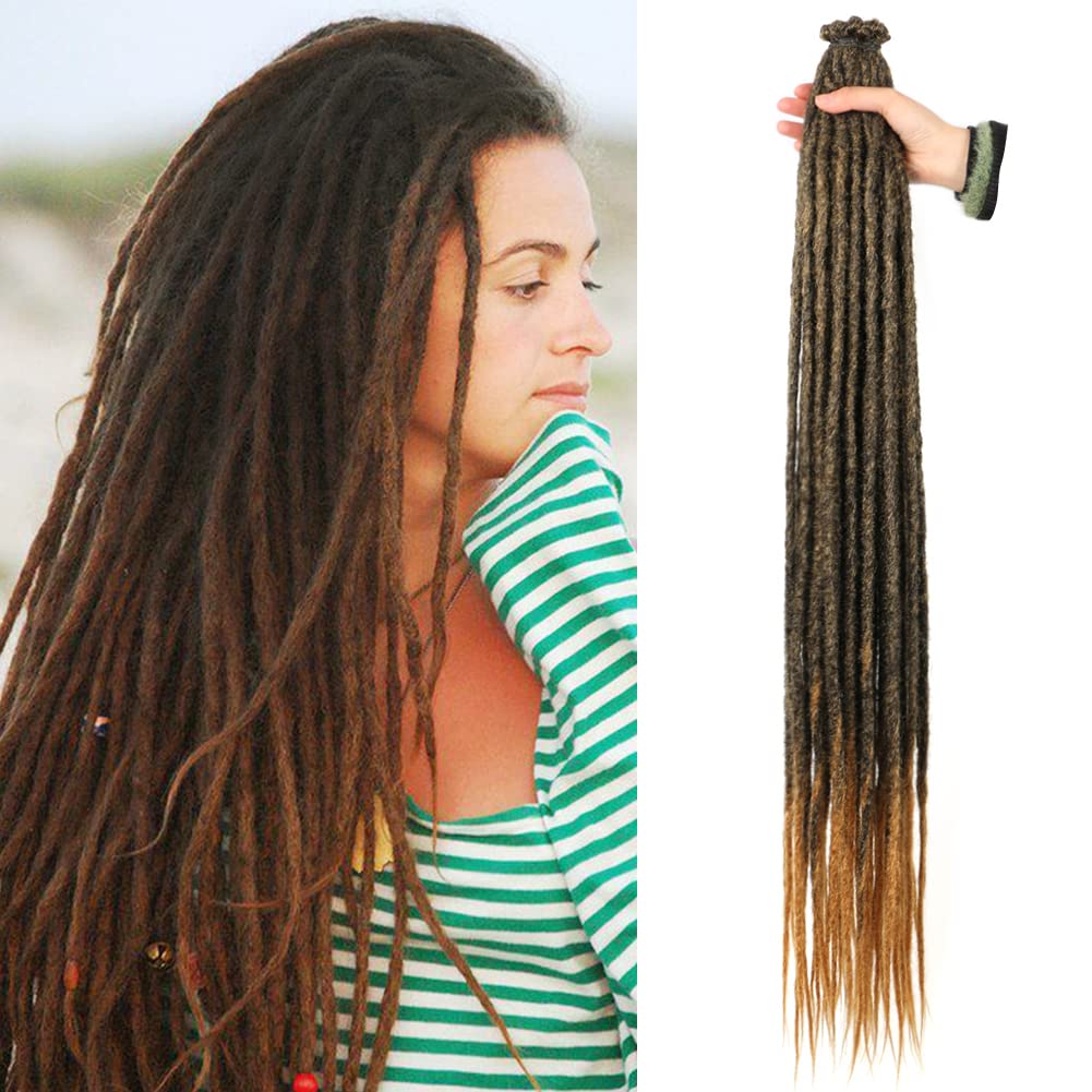 DAIRESS 36 Inch Crochet Hair Synthetic Dreadlocks Extensions Fashion Reggae Hair Hip-Hop Style Dread Extensions Crochet Braids For Rock Roll Hippie Dread locks Hair(1B-27,10strands/pack)