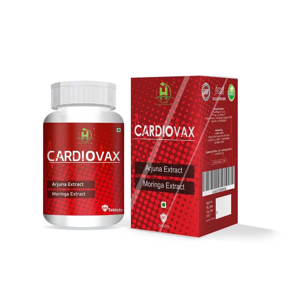 Healthy Nutrition - Just for the Health of it Natural Cardiovax with Arjuna Extract & Moringa Extract-Veg 60 Tablets for Heart Health Support (Cardiovax)