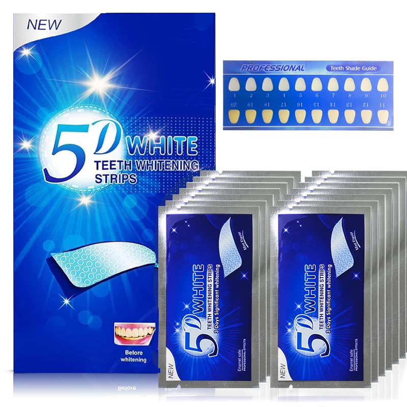 Teeth Whitening Strips 5D, 14 Sets 28pcs White Strips for Removing Smoking Coffee Stain, Effective Home Use Tooth Whitening Kit