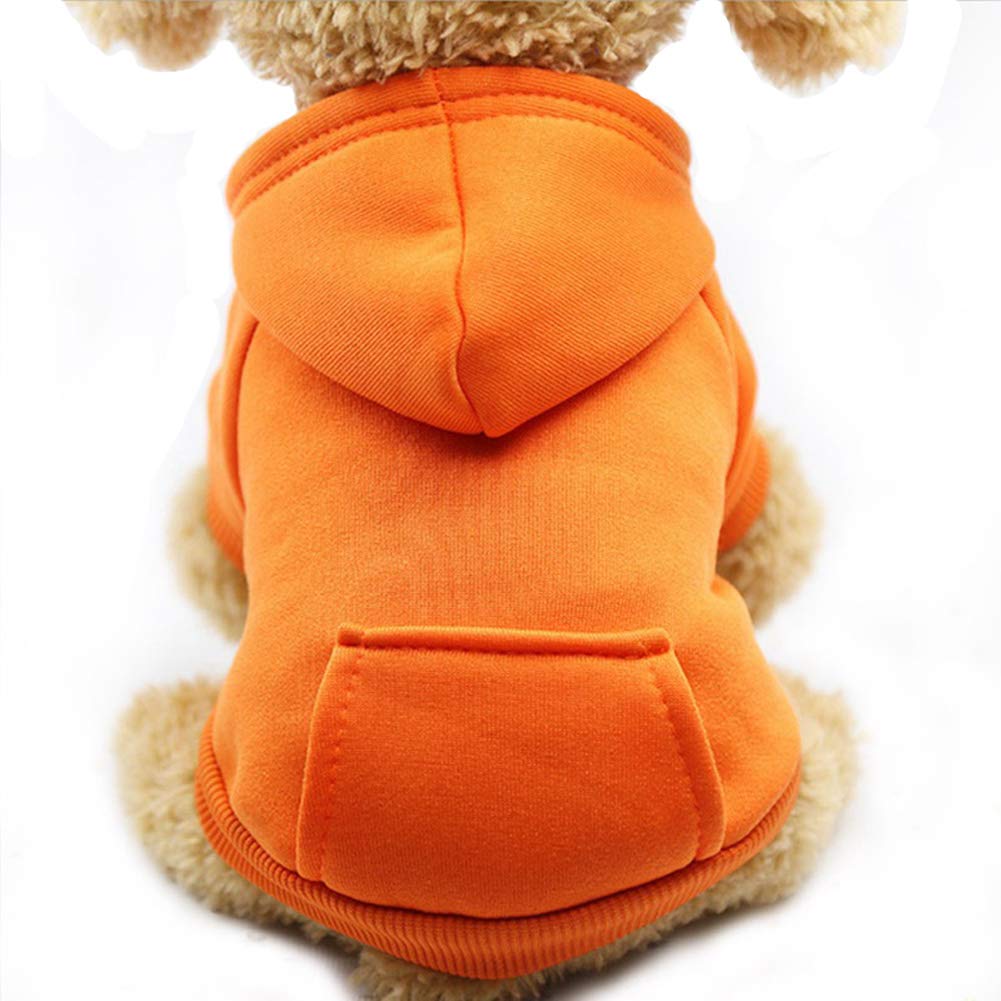 Jecikelon Winter Dog Hoodie Sweatshirts with Pockets Warm Dog Clothes for Small Dogs Chihuahua Coat Clothing Puppy Cat Custume (X-Small, Orange)