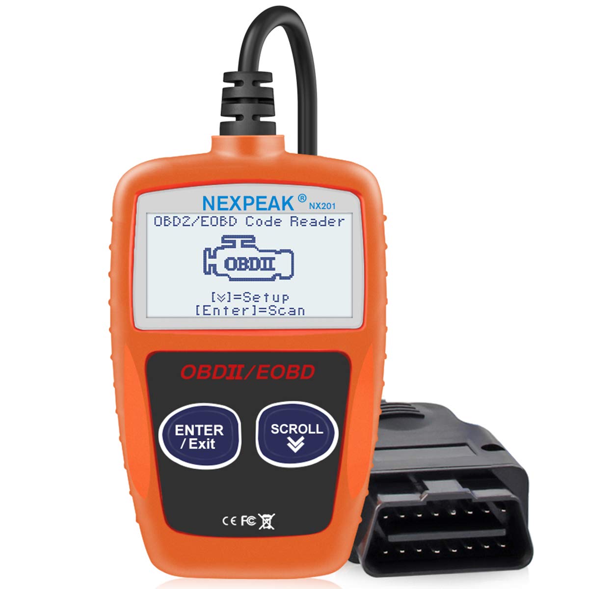 NEXPEAK NX201 Universal OBD2 Reader Car Engine Fault Code Scanner, Read Clear Codes, View Freeze Frame Data, I/M Readiness Smog Check Car Diagnostic Scanner