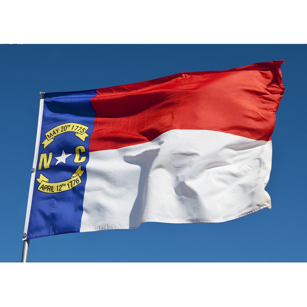 Allied Flag - 2' x 3' Outdoor Nylon North Carolina State Flag Vivid Color and Fade Resistant - Reinforced Hem and Brass Grommets