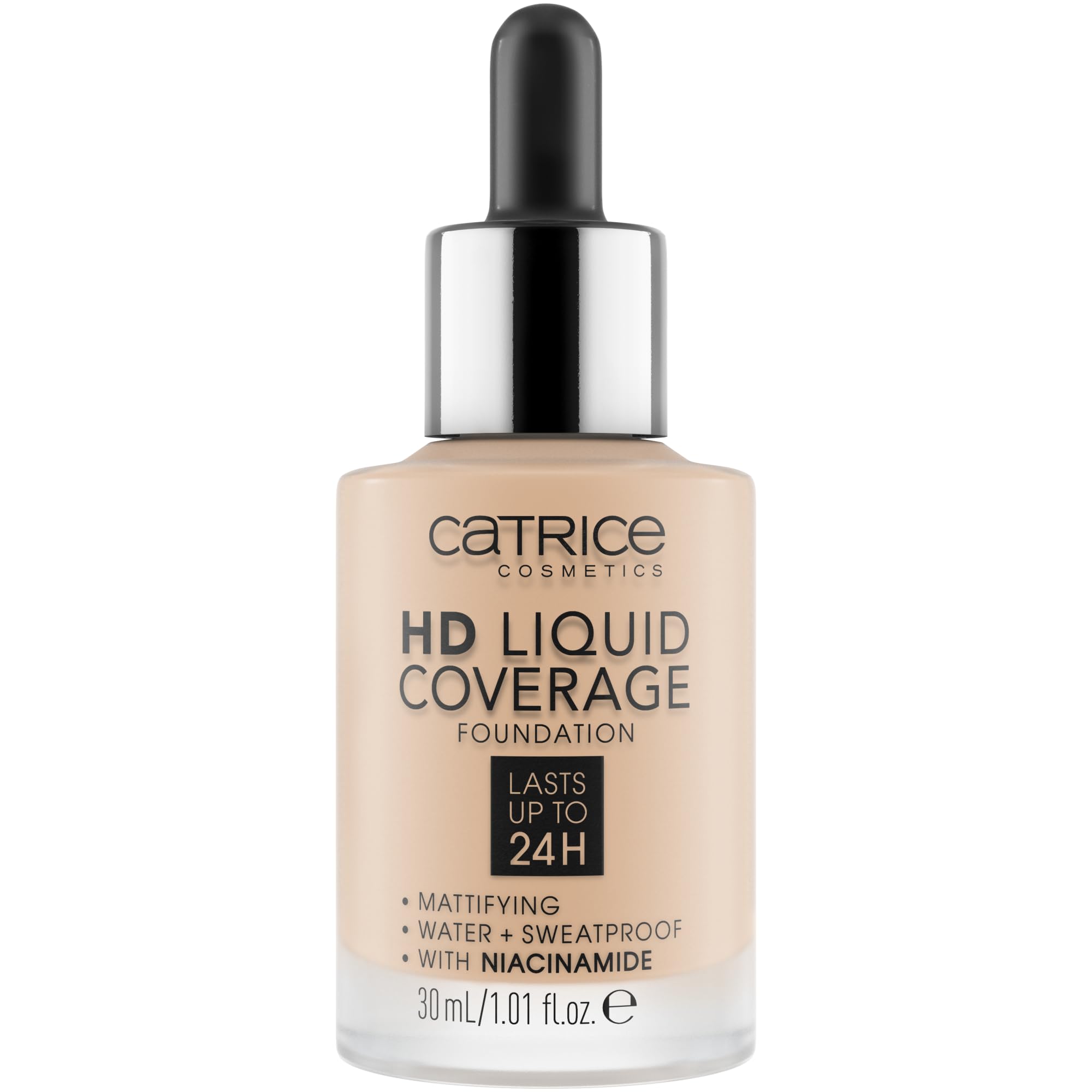 CATRICEHD Liquid Coverage Foundation, No. 010, Nude, Long-Lasting, Matte, for Blemished Skin, Vegan, Oil-Free, Waterproof, Paraben-Free, Pack of 1 (30 ml)