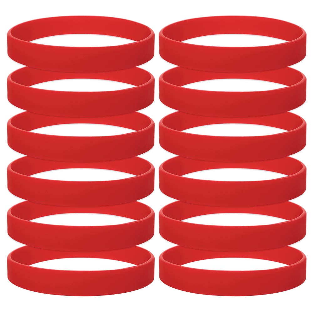 GOGO Kid's Silicone Rubber Bracelets Party Favors 12 Pieces (Red)