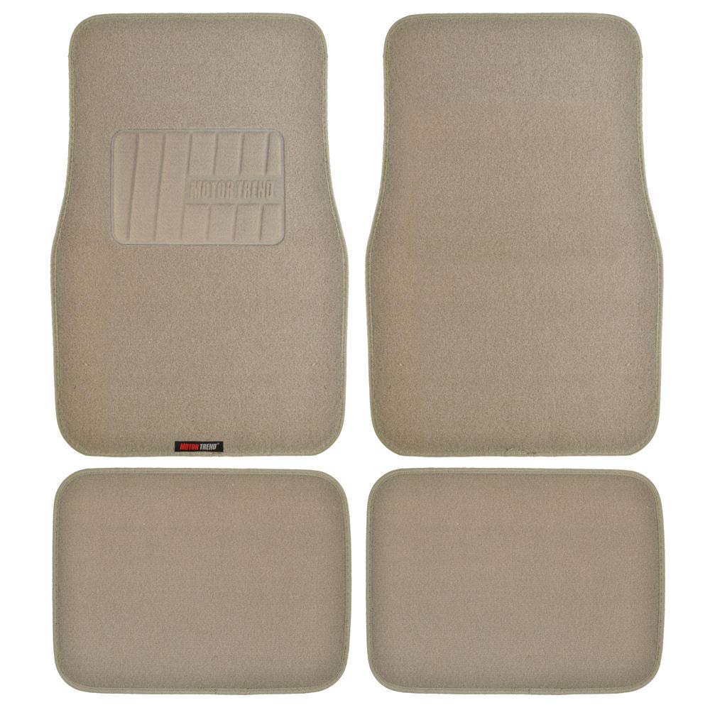 Beige Heavy Duty Front & Rear Carpet Floor Mats Universal Liners for Car SUV Van & Truck, All Weather Protection with Anti-Slip Nibs, Fit Contours of Most Vehicles