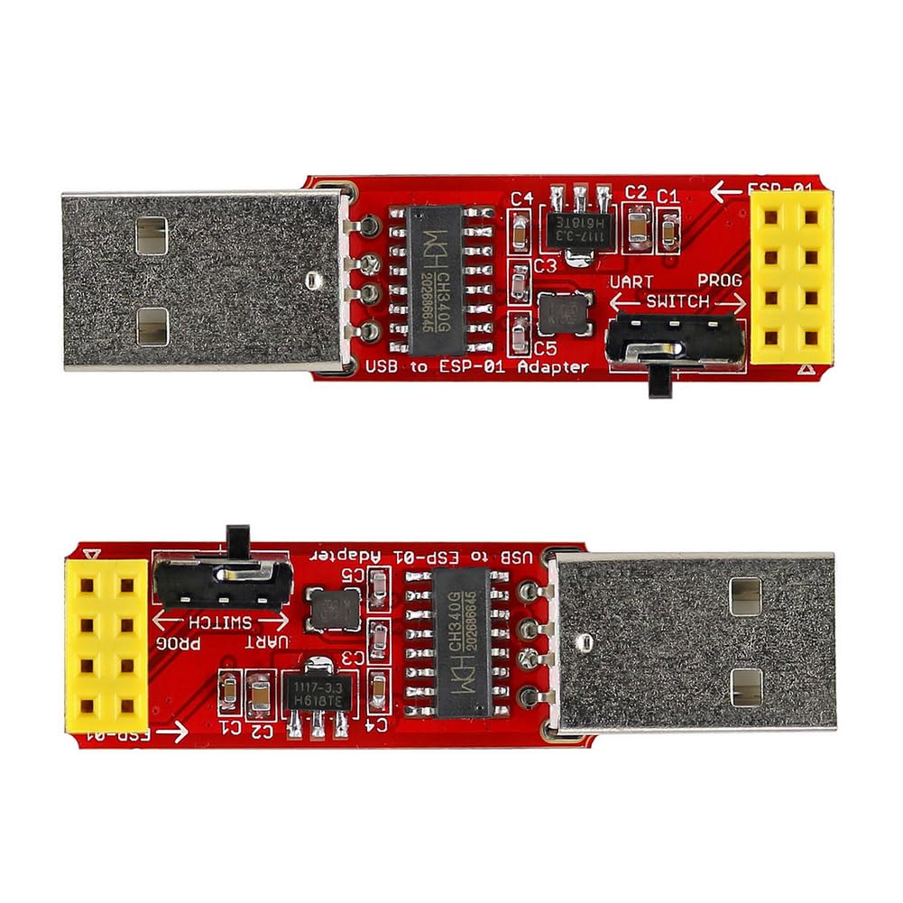 Stemedu 2PCS USB to ESP-01 Adapter, ESP8266 Wireless WiFi Module Wi-Fi CH340G, UART PORG, 4.5-5.5V, 115200 Baud Rate