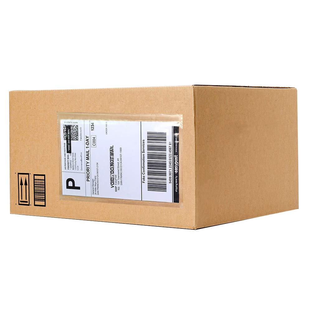 SJPACK 6" x 9" Packing List Envelopes, Shipping Label Sleeves, 100 Packs Clear Self Adhesive Shipping Labels Pouches