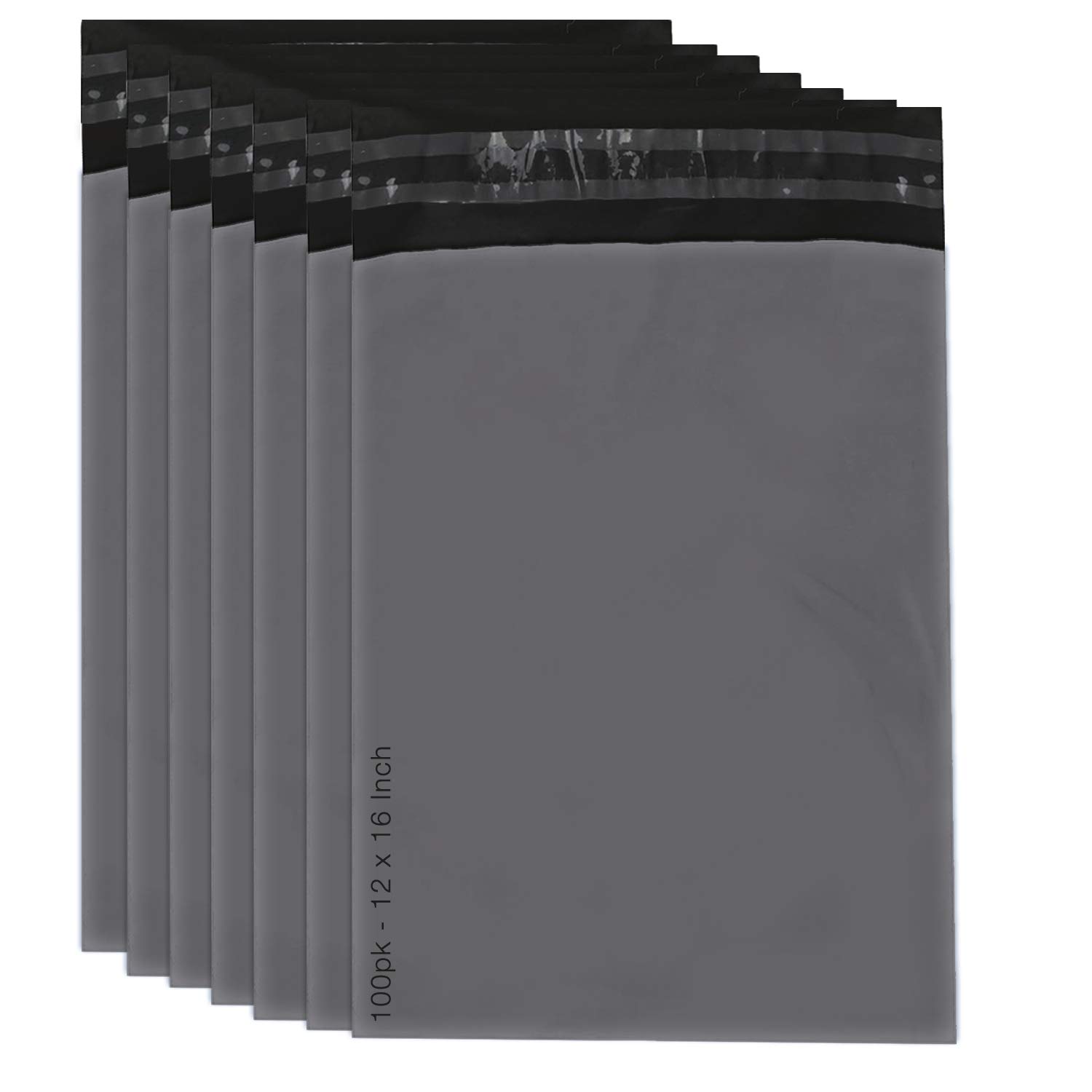 MERRIMEN Sealable Grey Mailing Bags Large - Pack of 100, 12 x 16 inch Large Postage Bags | Strong Poly Plastic Bags for Packaging, Parcel, and Postage Boxes | Waterproof Plastic Envelopes for Posting