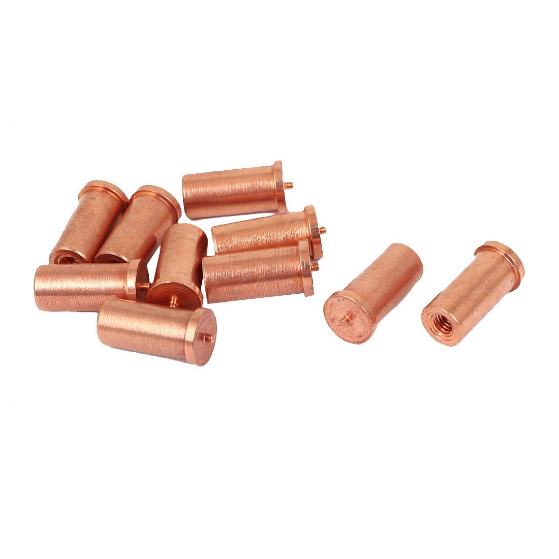 sourcing map 10PCS M3 x12mm Copper Plating Female Thread Point Welding Stud DE de