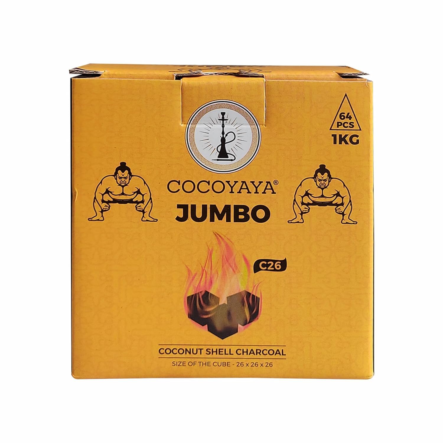 COCOYAYA Jumbo Coconut Charcoal for Hookah 1KG (64 Pcs)